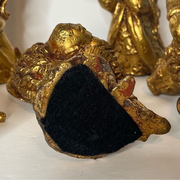 Vintage ARP Paper Mache Light‎ Figurine Musicians Gold Gilt 6” Japan Set of 6 - Picture 10 of 12